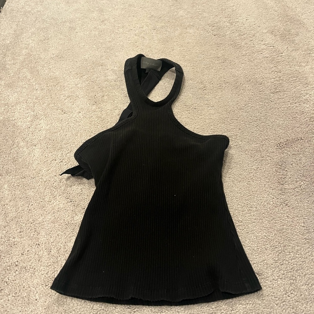 Anthropologie black bow tank top